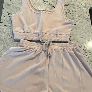 Beige Tank Top and Shorts Set